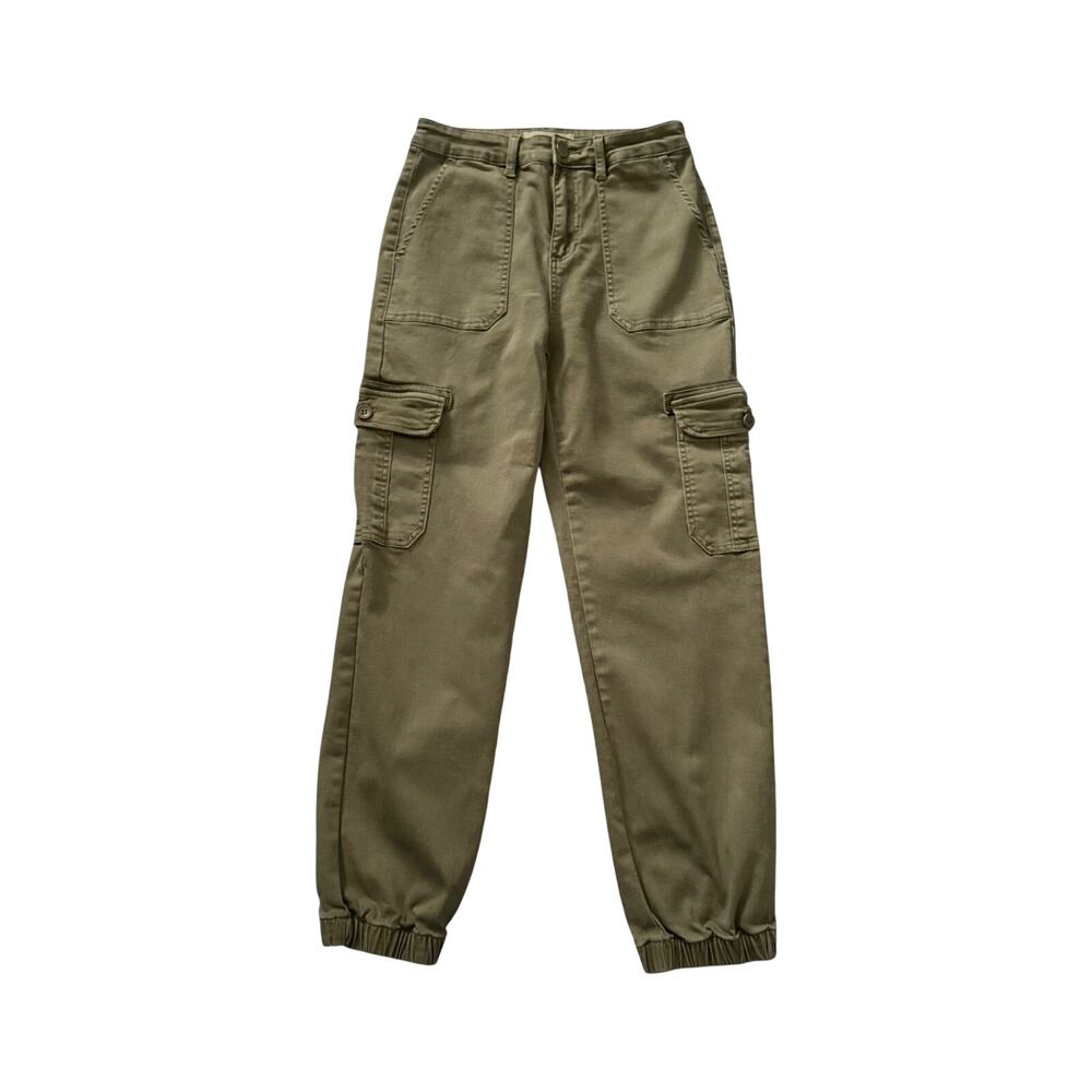 Risen Jeans Womens Size 7/28 Twill Cargo Jogger Pants Olive Green Utility Street